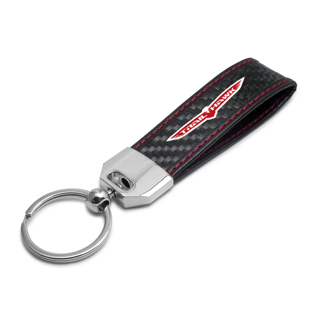 iPick Image, LLC iPick Image, LLC Jeep Trailhawk Carbon Fiber Key Chain Red Stitching — product photo