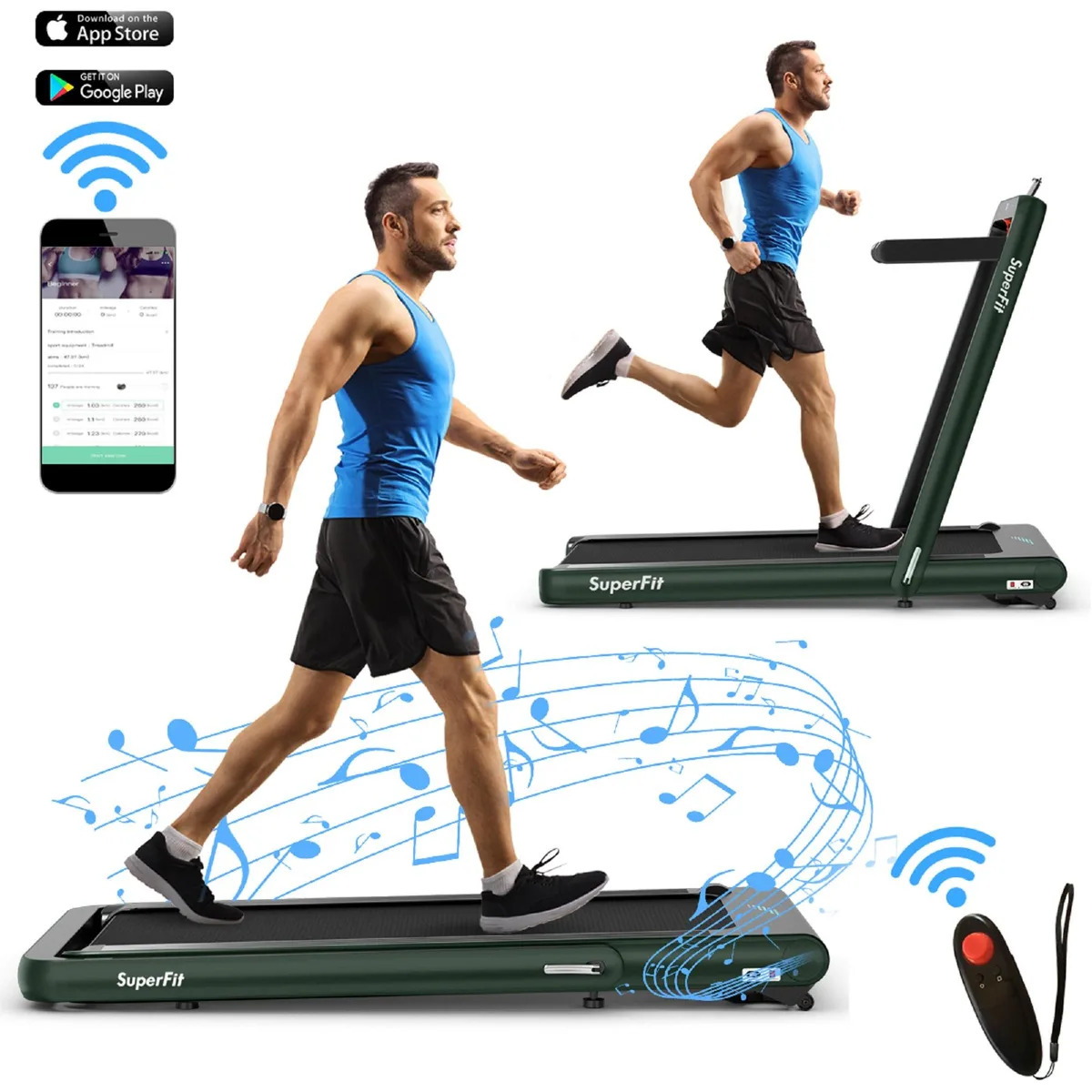 Costway Costway 4.75HP 2-in-1 Folding Treadmill Green cardio equipment — product photo