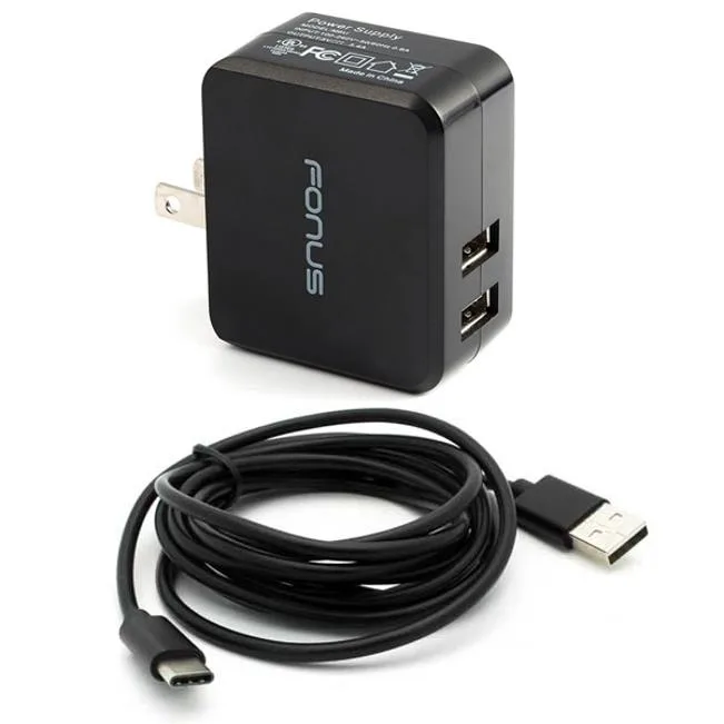 Fonus Fonus 17W 3.4A 2-Port USB Charger 6ft Type-C Cable Black — product photo