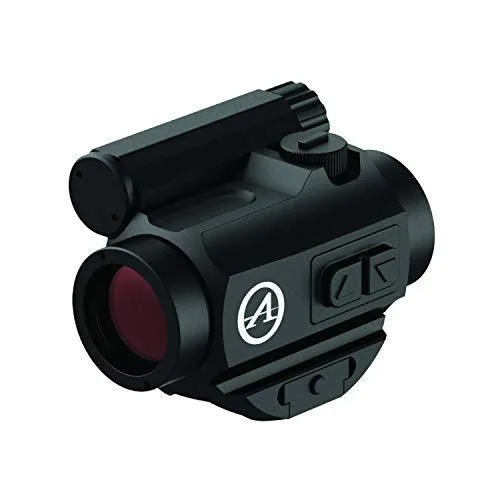 Black tubular red dot optic with a single front lens and windage adjustment knob