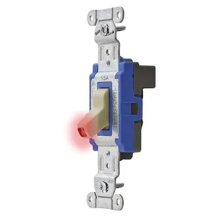 Ivory toggle wall switch with pilot light, snap-in wiring