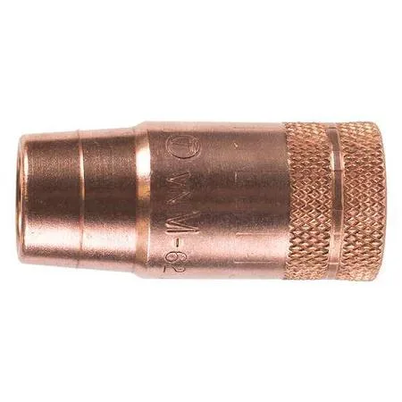 Two copper welding nozzles with threaded recessed tips .625 in bore diameter
