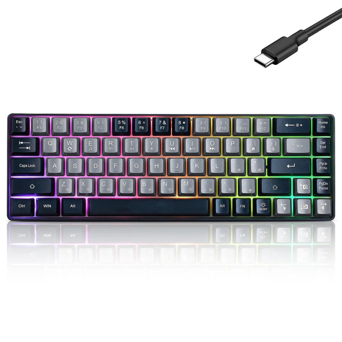  Guiheng Wired 60% Mechanical Gaming Keyboard 68 Keys Red Switch Grey Black — product photo