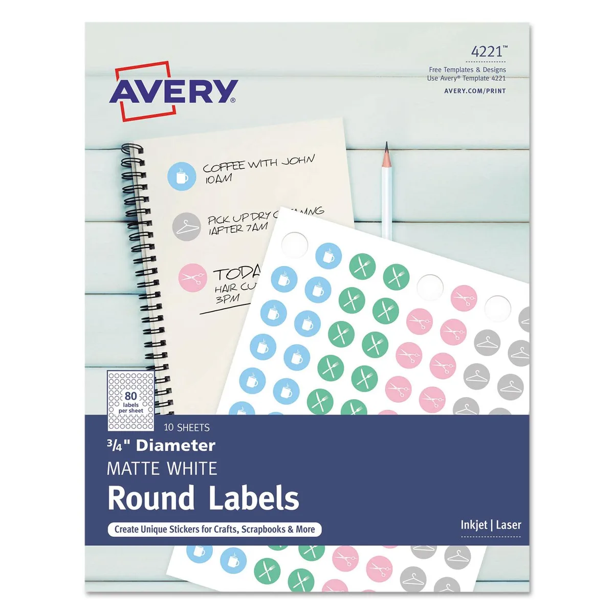 Avery Avery 04221 Round Labels 0.75" Matte White 800 Labels — product photo