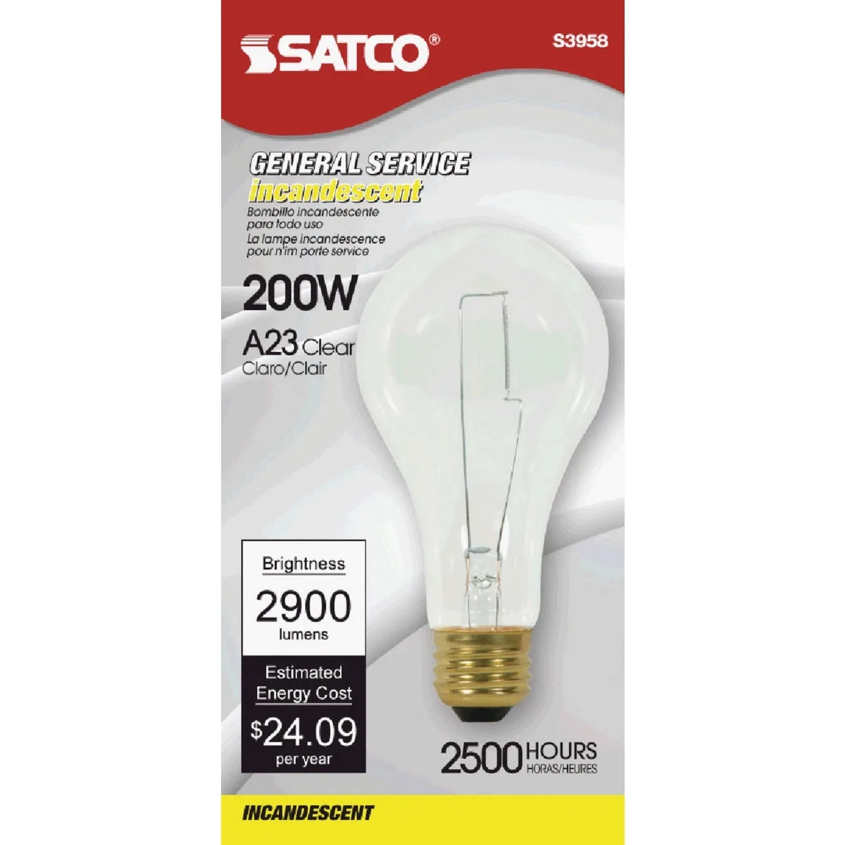 GE GE 16069 200W A23 Clear E26 120V Standard Bulb — product photo