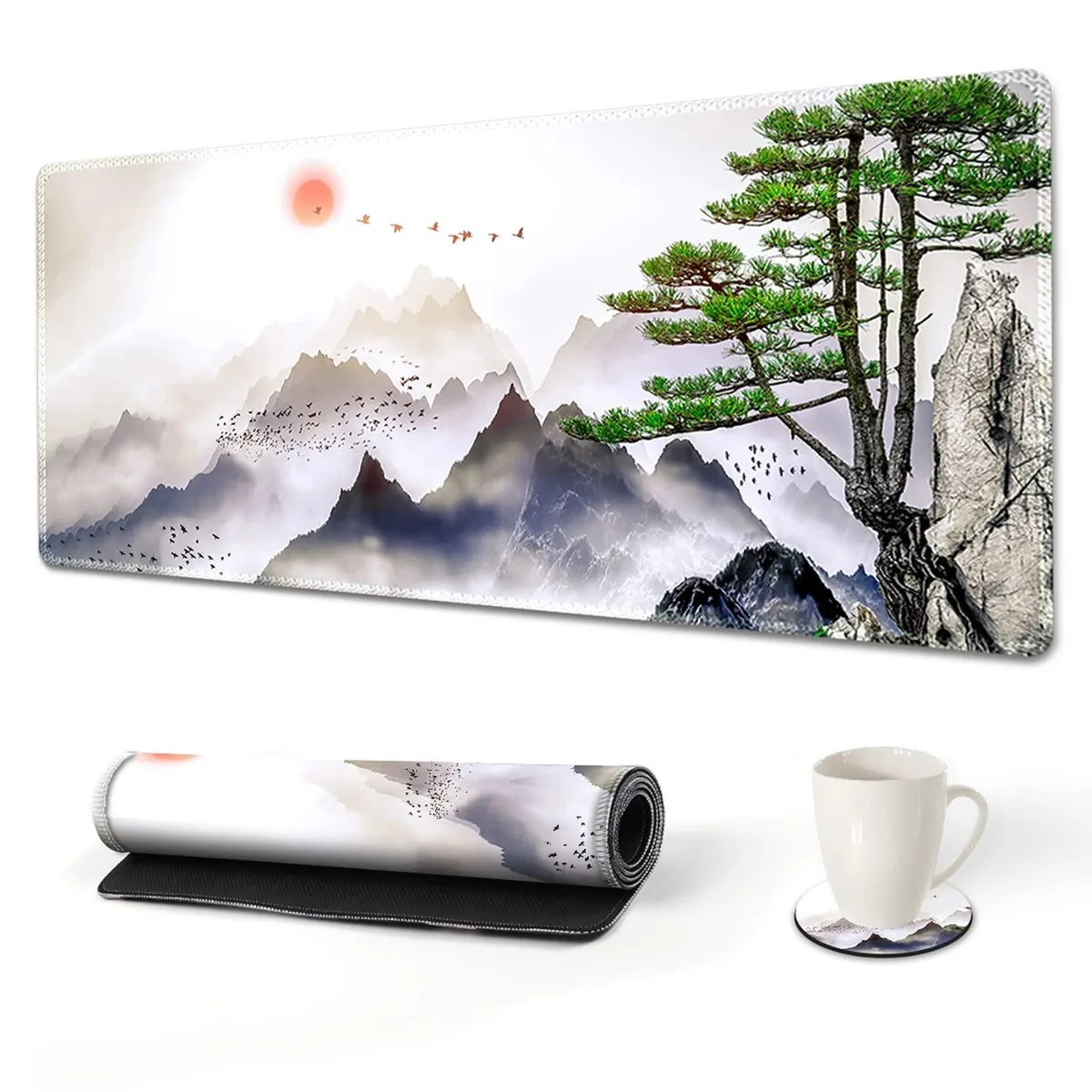 KEHIPI KEHIPI Extended Gaming Mouse Pad 35x15.7in Pine Tree Mountains — product photo