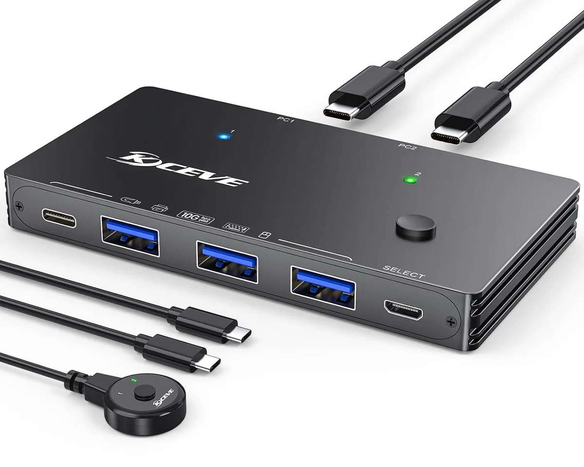 GCROWN GCROWN 10Gbps USB 3.2 Gen 2 Switch 2 Computers 4 Ports Wired Remote 1.5m — product photo