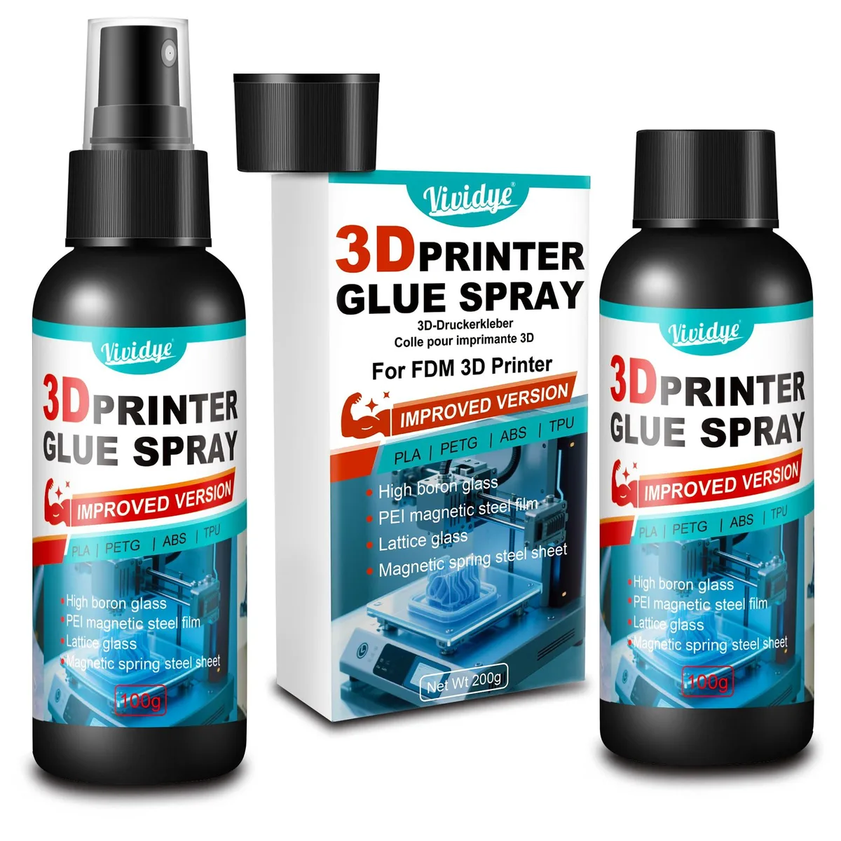 Clear 200 ml spray can of 3D printer bed adhesive