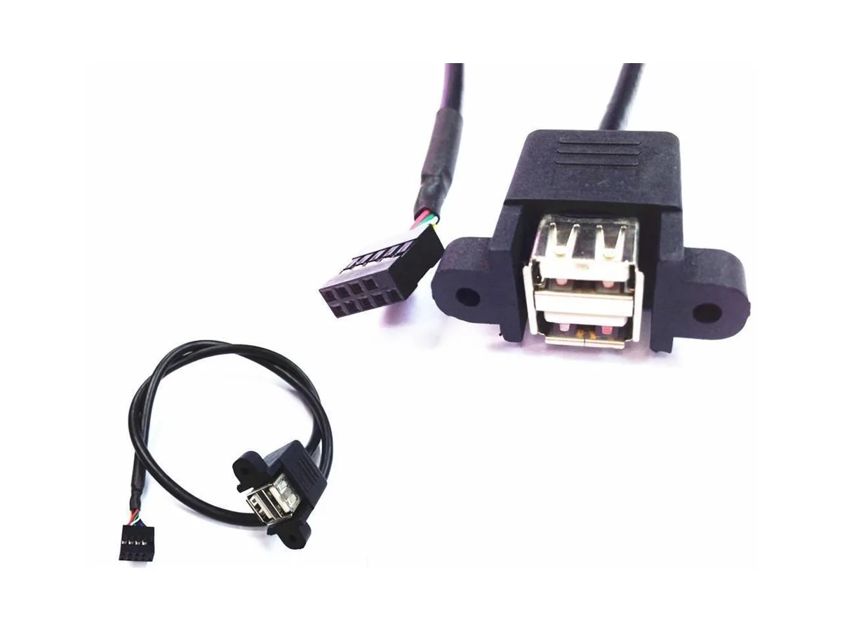 BUCIER BUCIER 50cm Dual USB 2.0 A Female Panel Mount 10P .1" Header Cable — product photo