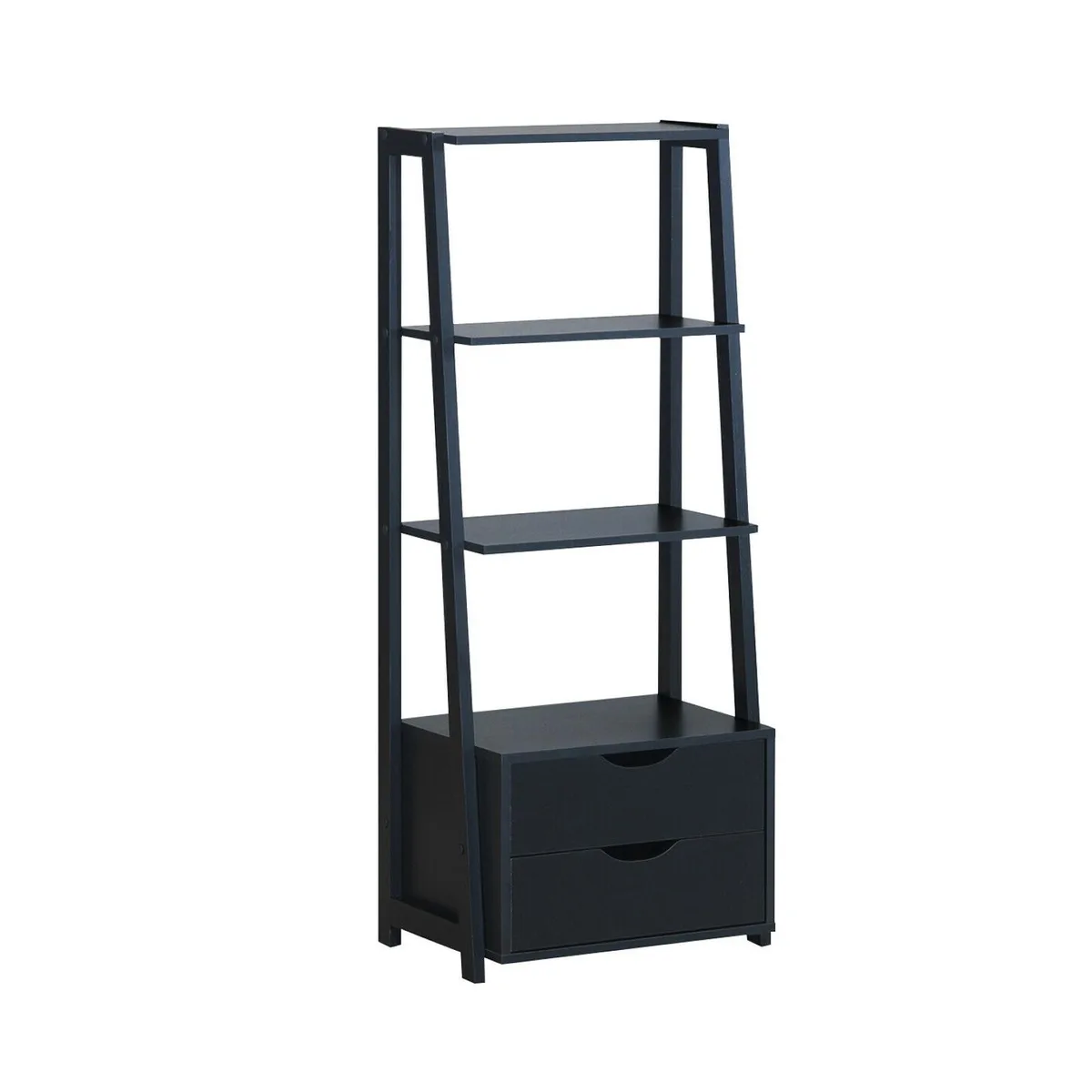 SlickBlue SlickBlue 4-Tier Ladder Bookshelf with 2 Drawers Black — product photo