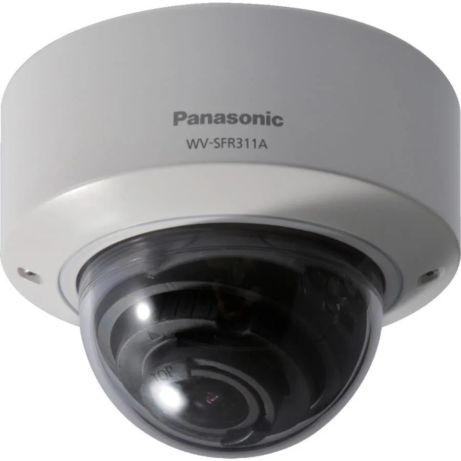 White vandal-resistant dome security camera with clear bubble lens and IP66 rating