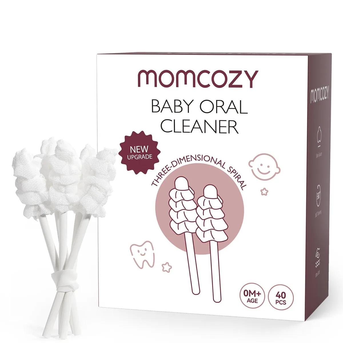 White disposable oral cleaner sticks, 40 individually wrapped units