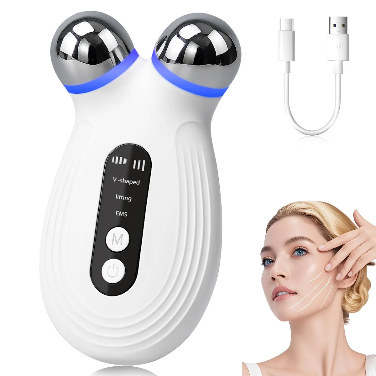 YEVYO YEVYO EMS Microcurrent Facial Device Red Blue Light White 110g — product photo