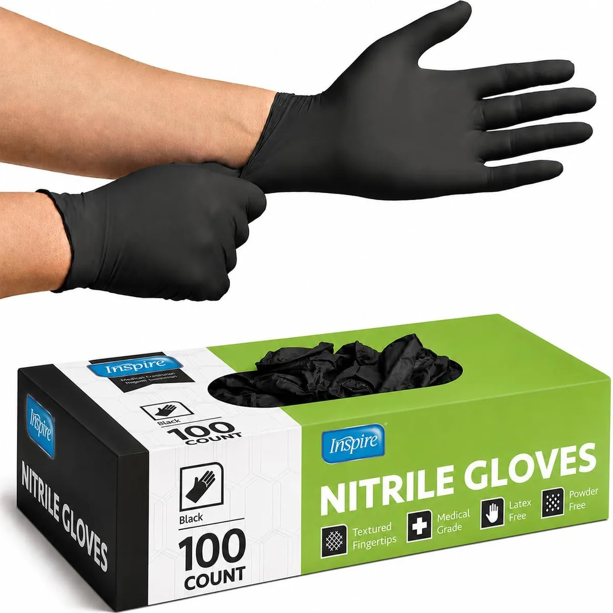  Vibe CA-BLK-NTR-PRT Nitrile Gloves Black Box Of 100 Large — product photo