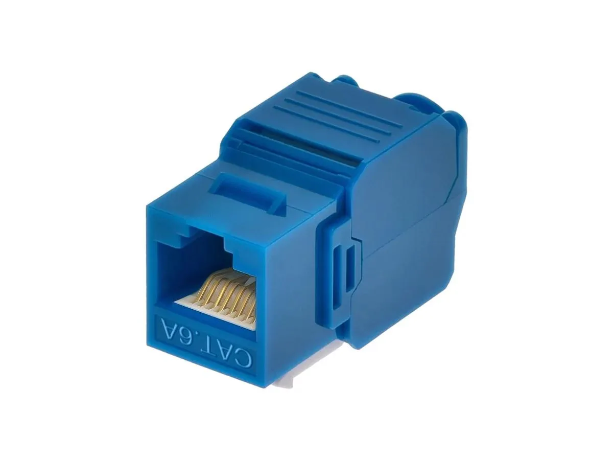 Monoprice Inc. Monoprice 115666 Cat6A RJ45 Toolless 180-Degree Keystone Jack Blue — product photo