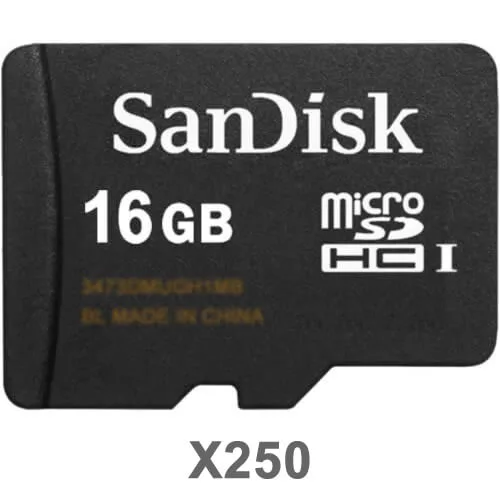 250 new SanDisk Edge 16 GB microSDHC Class 4 cards in bulk packaging