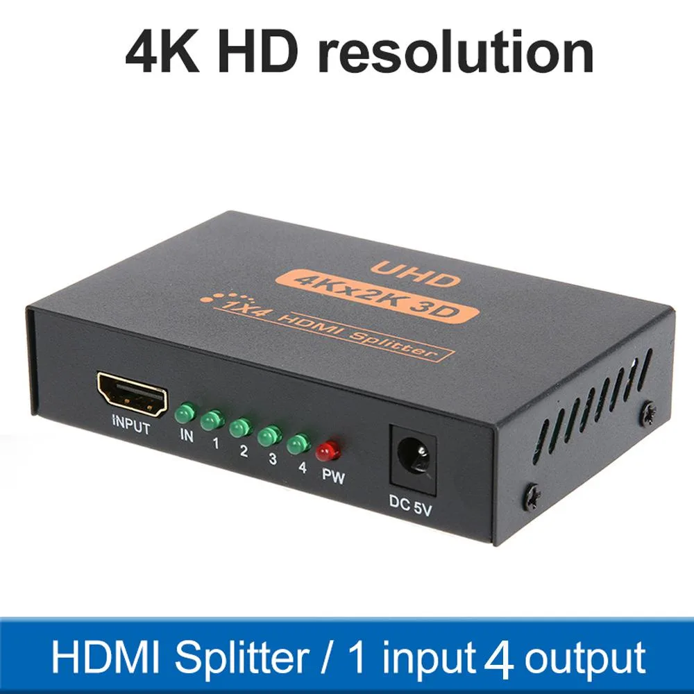 LUOM LUOM HDMI698352 1x4 HDMI Splitter Display Duplicate Mirror 1080P 4K@30Hz Black — product photo