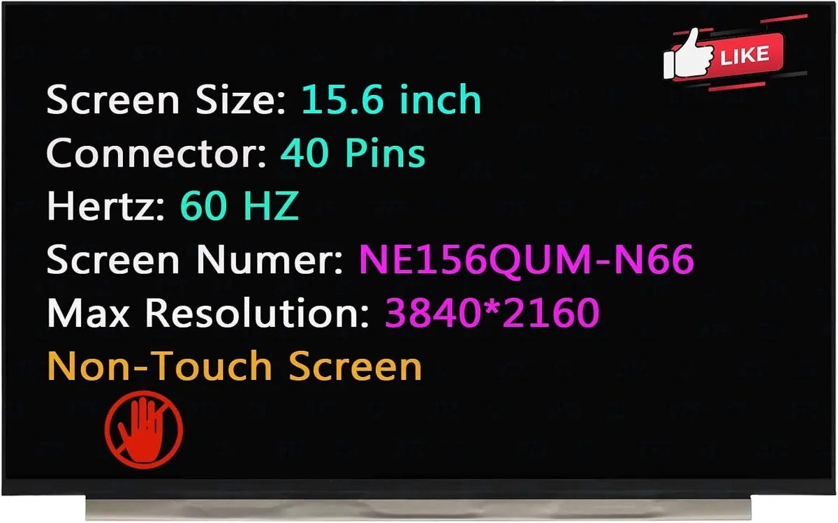 NUOLAISUN NUOLAISUN 15.6" UHD 3840x2160 60 Hz 40-pin laptop screen — product photo
