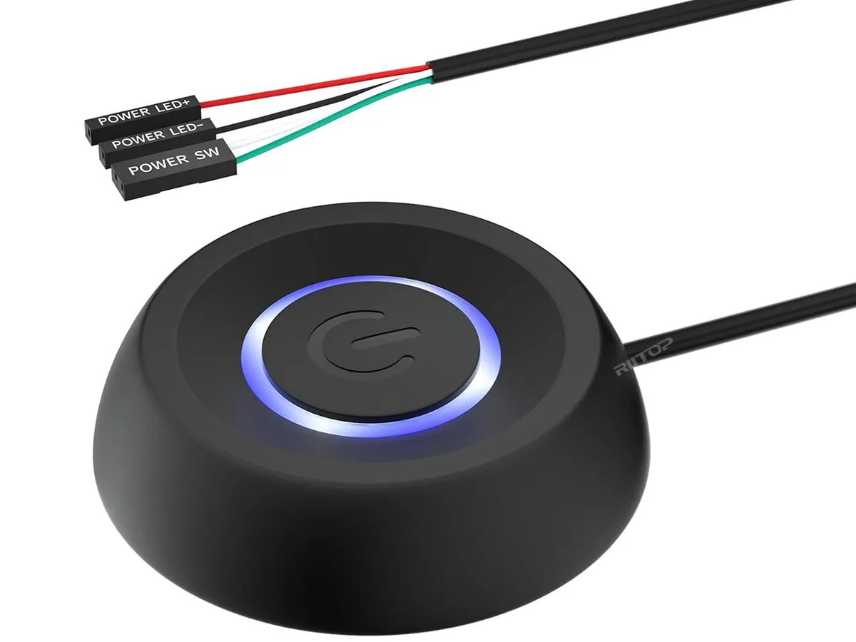 RIITOP RIITOP PC Power Button External Switch LED 1.8M Cable Black — product photo