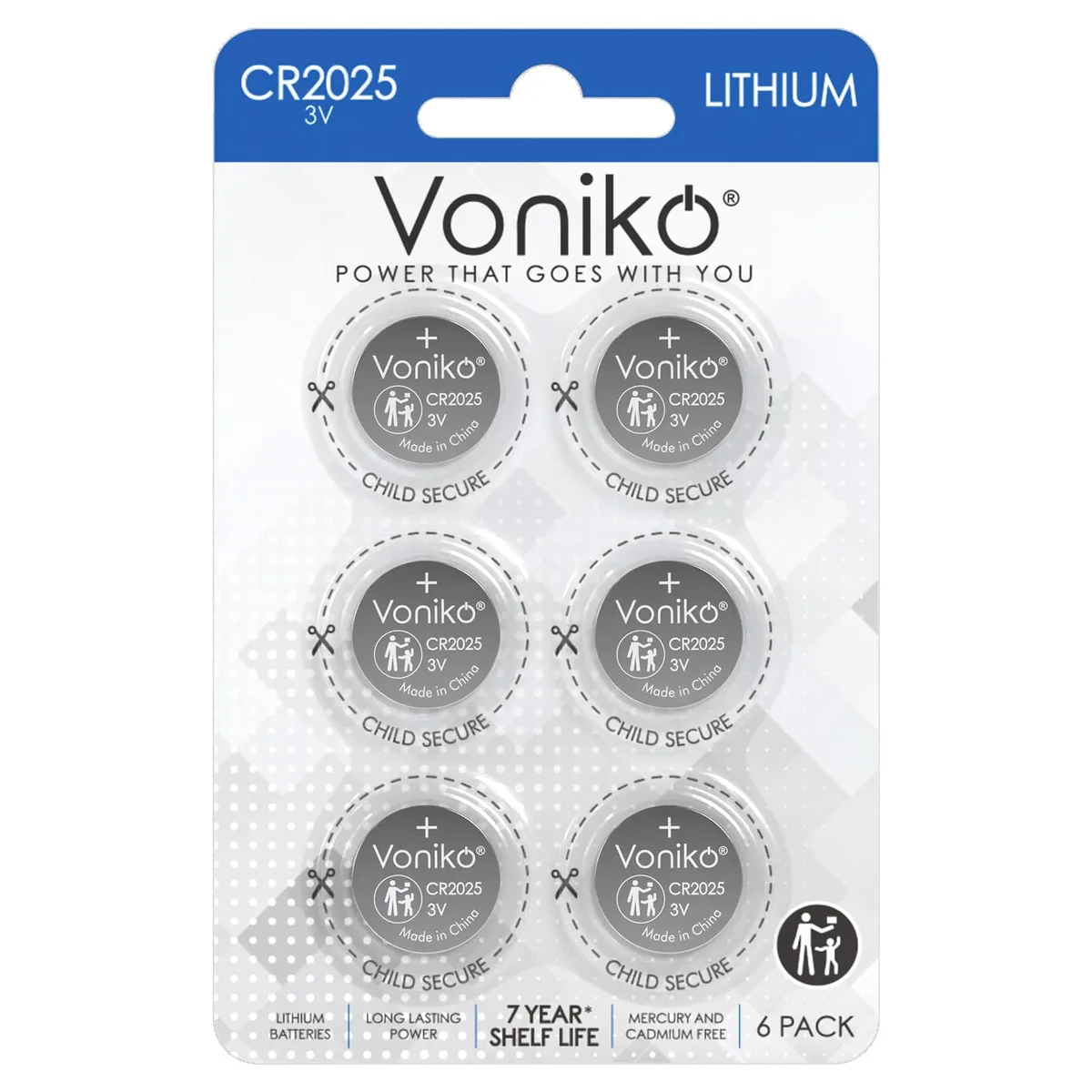 No Sew No Sew CR2025 3V Lithium Battery 6 Pack — product photo