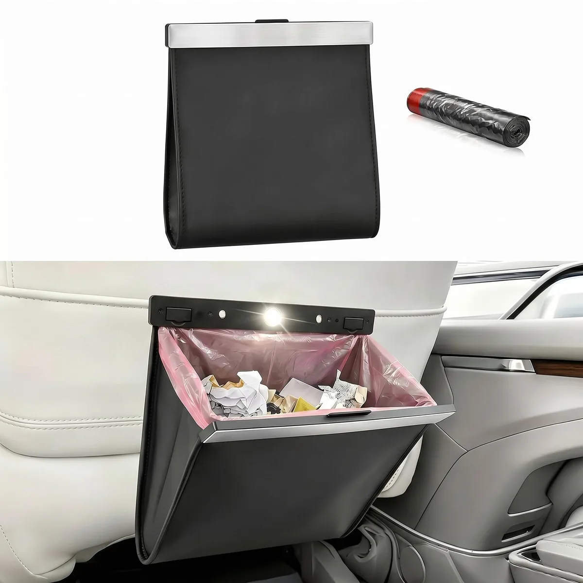  Ferrochef STY-Ferrochef-9516 Car Trash Can 12.2 in x 5.91 in x 1.77 in Black Leather 12 Pack — product photo