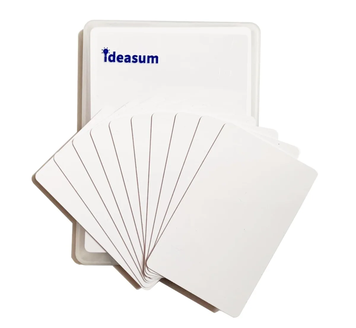 Pack of twenty white PVC NFC cards with glossy finish