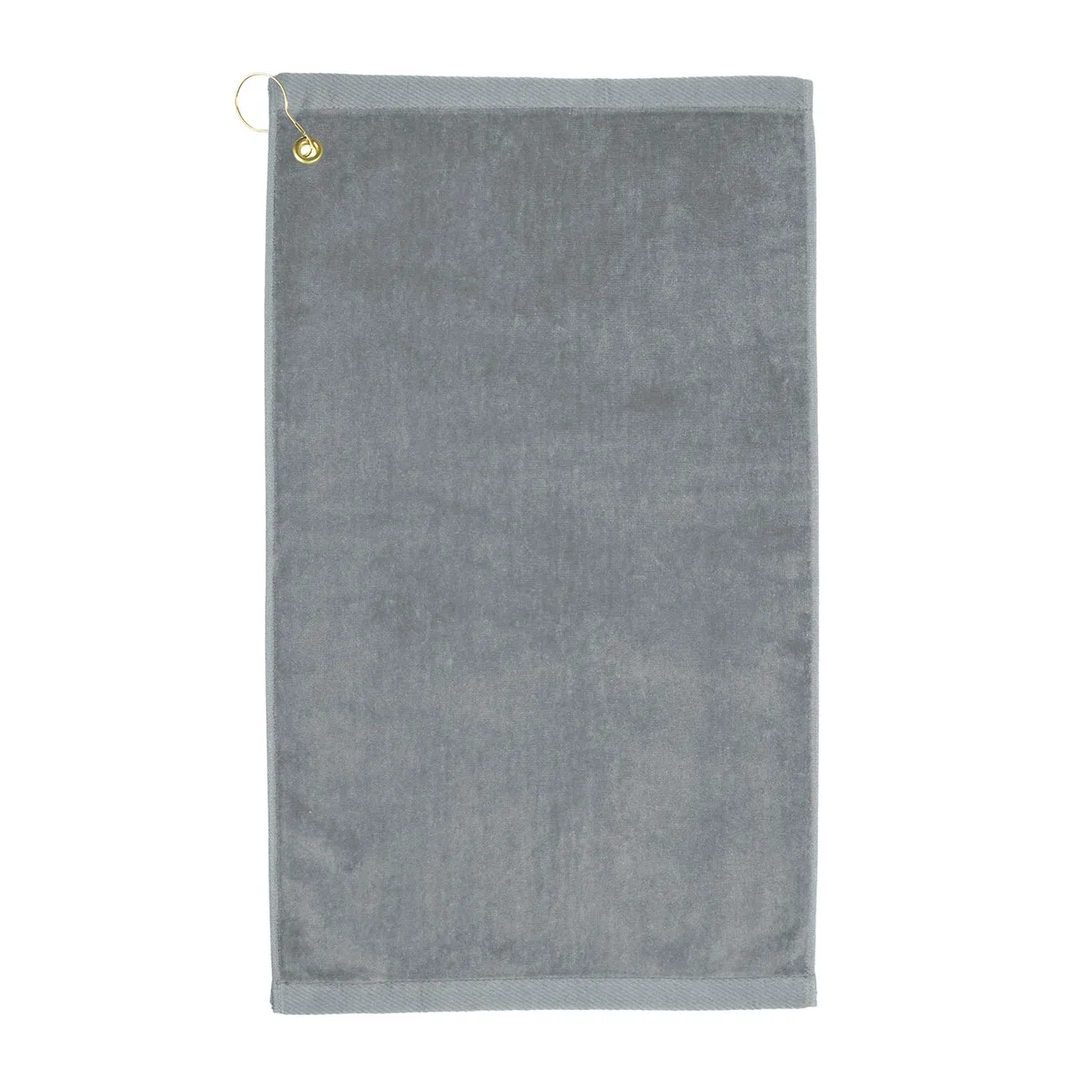 Silver velour golf towel 16 by 26 inches with corner hook and grommet
