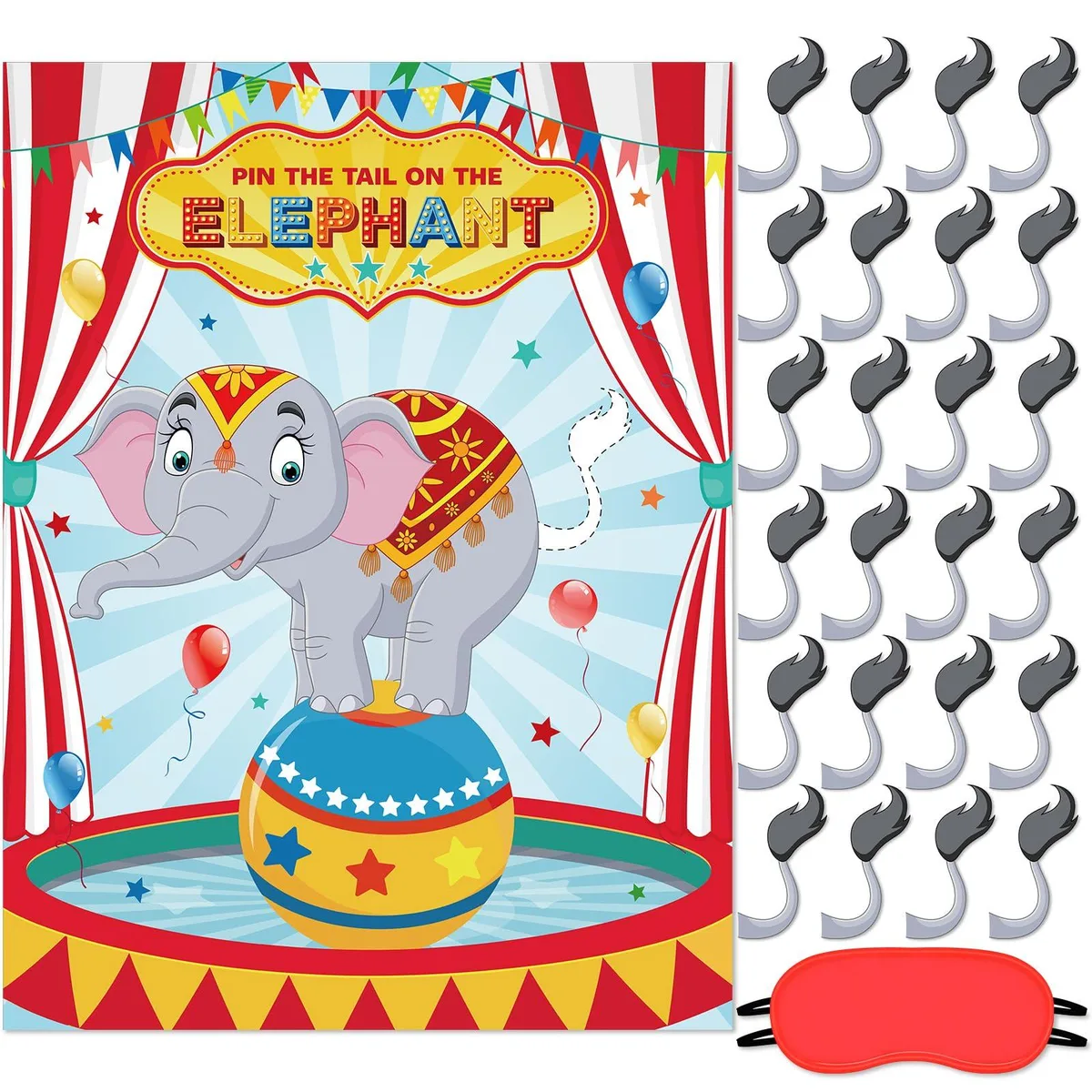  Worry Free Gadgets Pin the Tail on the Elephant Game 21 x 28 in 24 Stickers — product photo