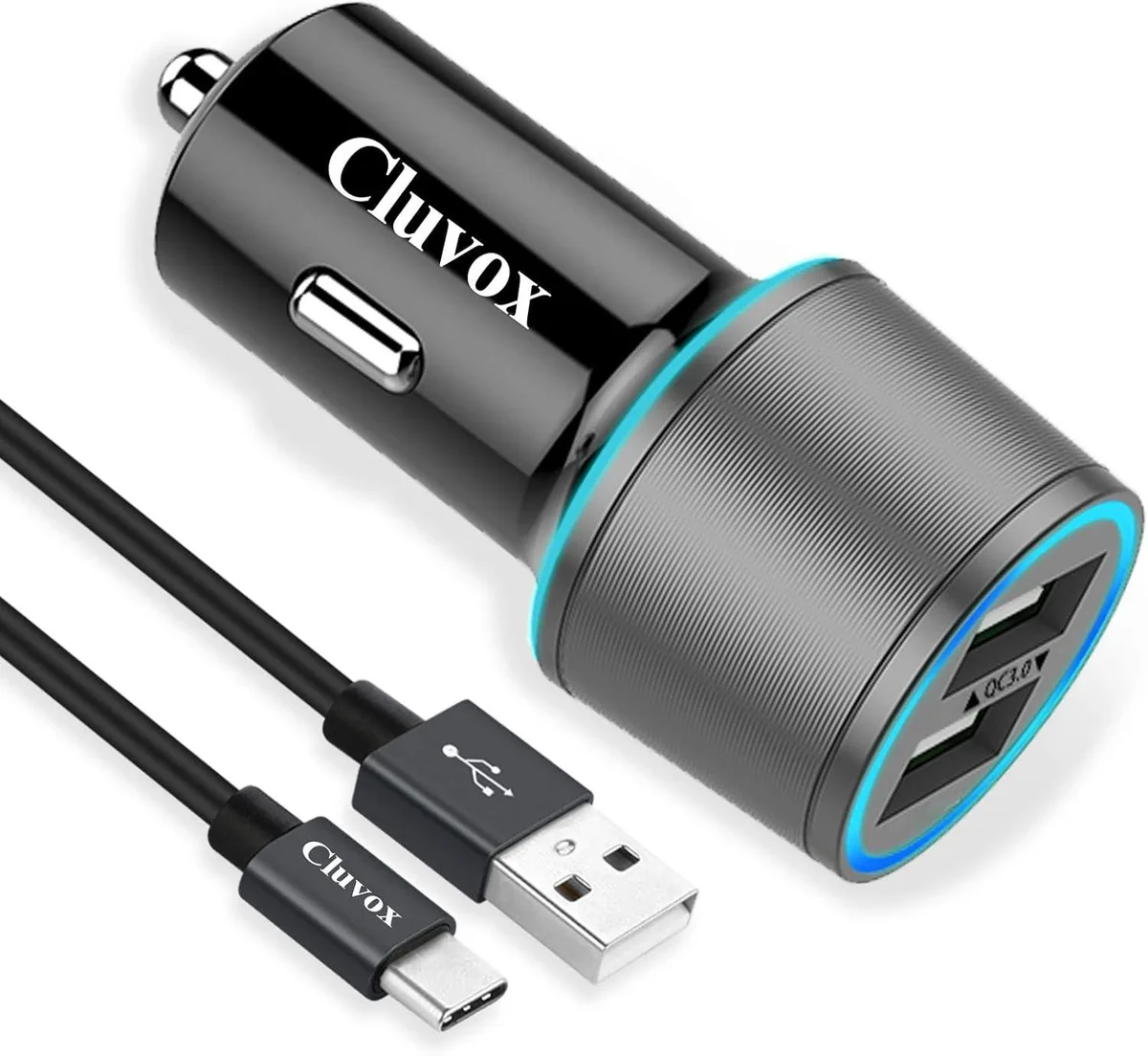 Leelbox Leelbox Rapid USB C Car Charger Quick Charge 3.0 Dual USB 18W + Type C Cable 6.6ft — product photo