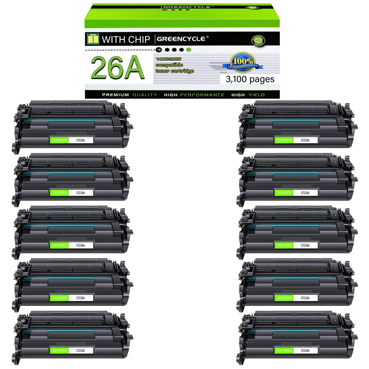 GREENCYCLE GREENCYCLE CF226A toner cartridge 10 pack black 3100 pages — product photo