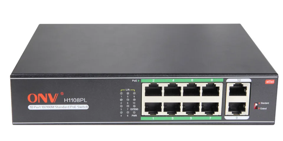 Optical Network Video Technologies Optical Network Video Technologies ONV-H1108PL 10-Port 10/100M PoE network switch — product photo