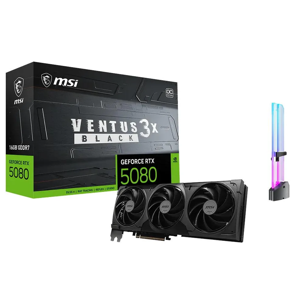 MSI MSI GeForce RTX 5080 16G VENTUS 3X OC BLACK graphics card — product photo