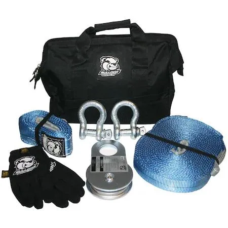 Transparent Bulldog Winch 20195 7-piece truck rigging kit in open packaging