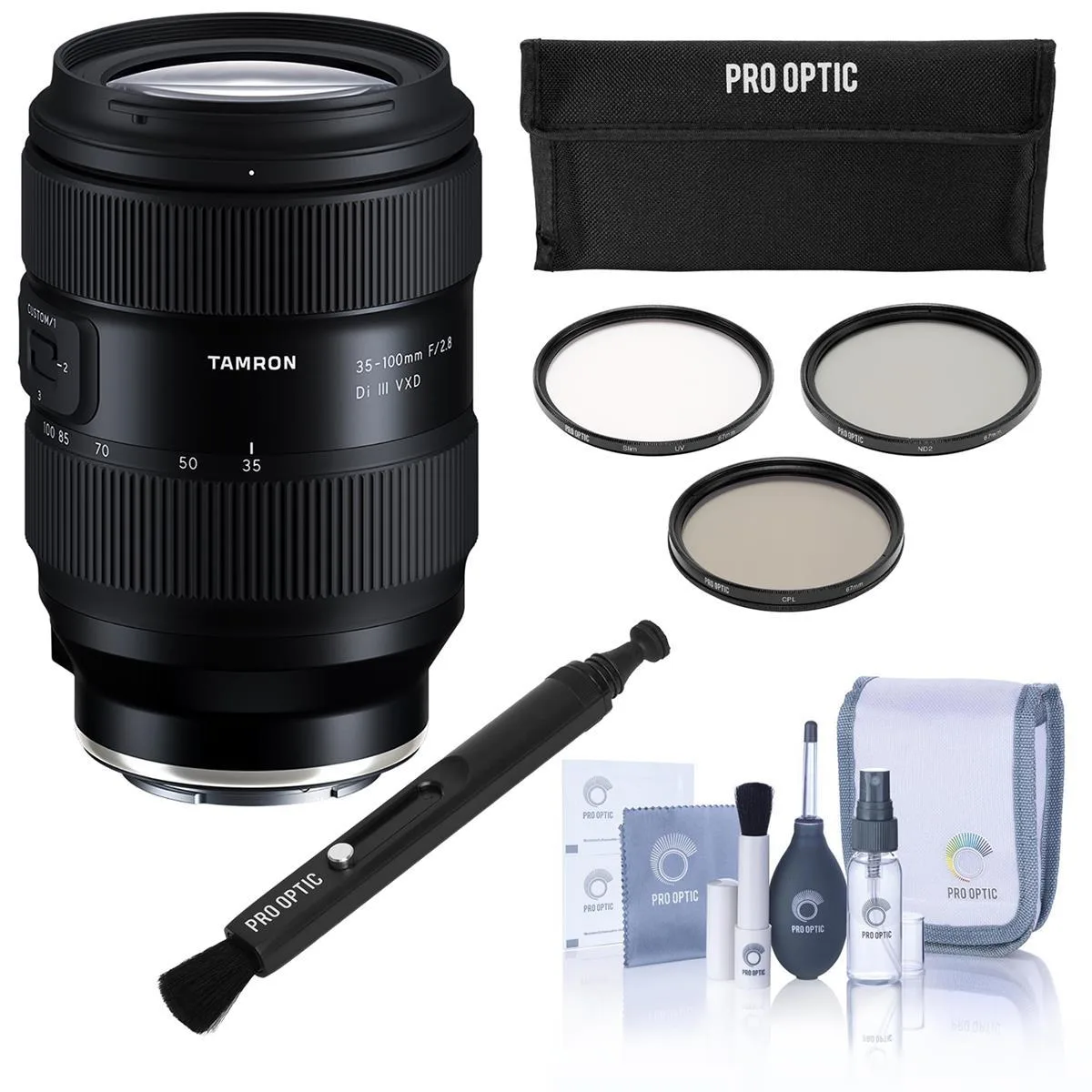 Tamron Tamron A058 35-100mm f/2.8 Di III VXD Sony E camera lens with 67mm filter kit — product photo
