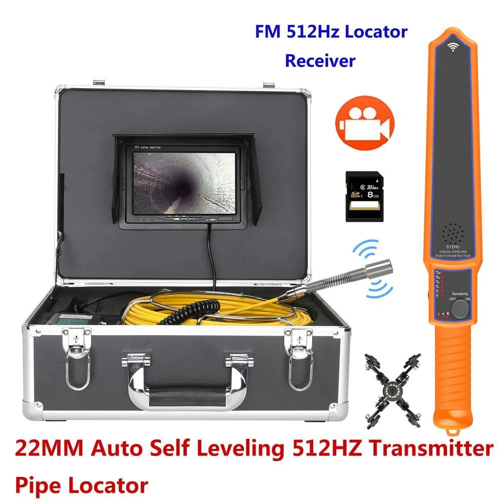 visiPower visiPower 7" Pipe Inspection Camera DVR 512Hz Locator 22mm IP68 1000TVL 12 LED 30m — product photo