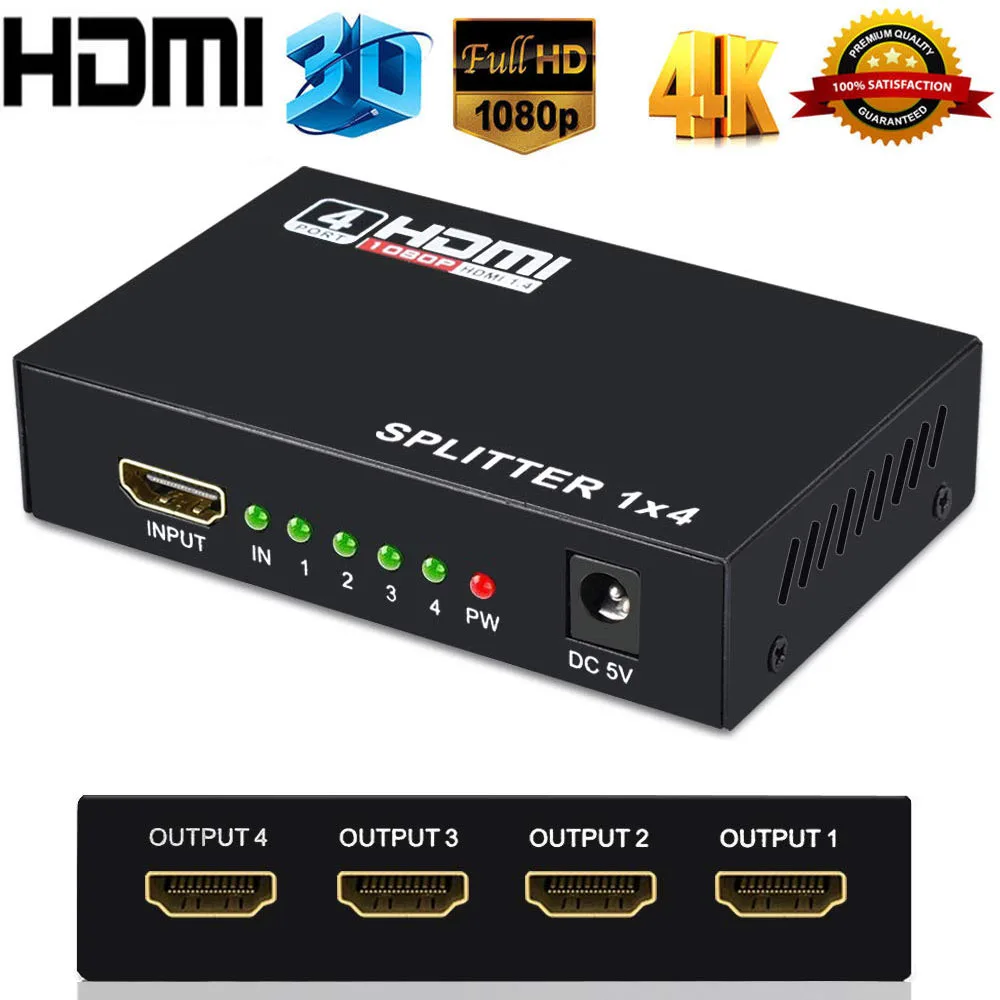 LUOM LUOM XQ-0001 HDMI Splitter 1x4 1080p Black 5 in — product photo