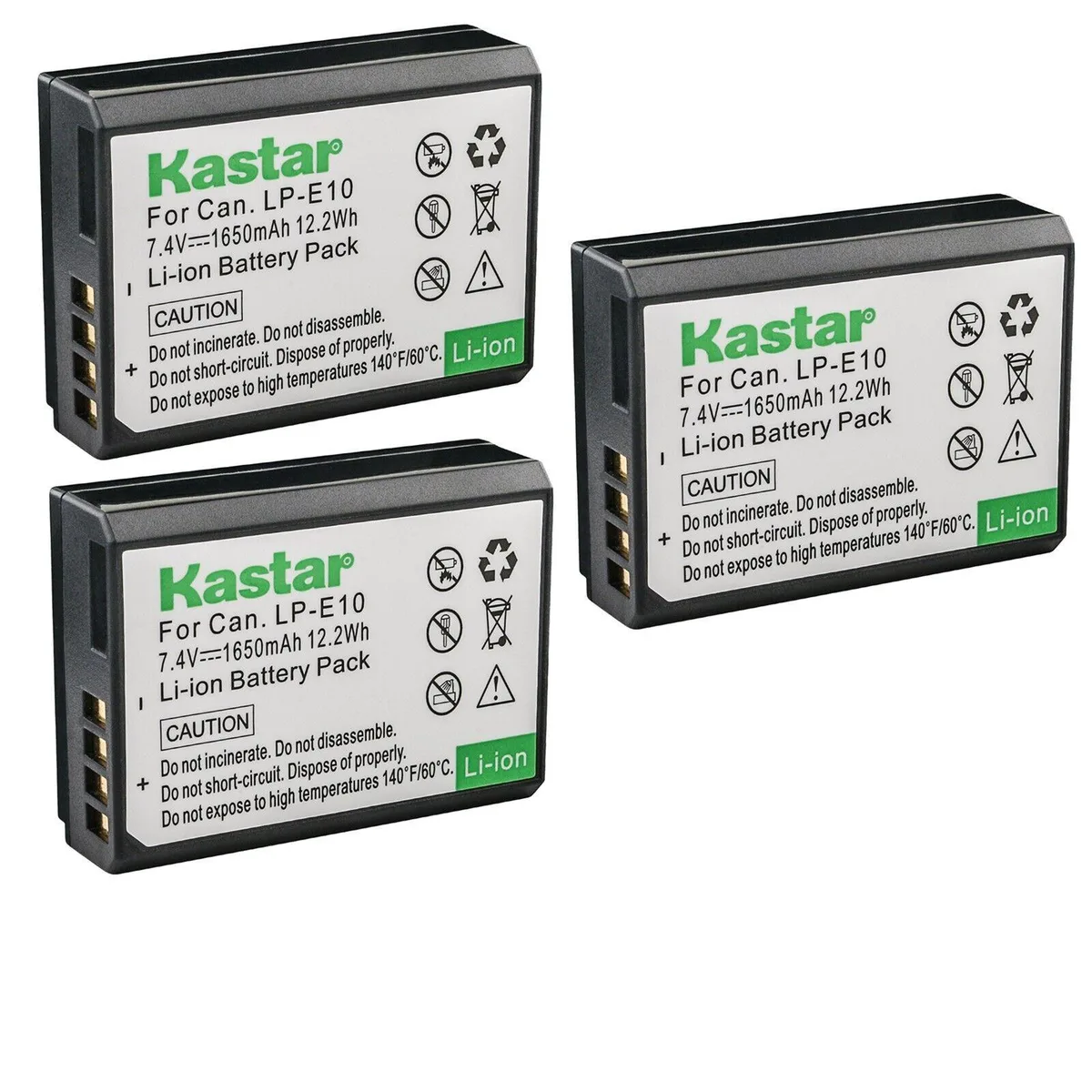 Kastar Kastar LP-E10 3-Pack 7.4V 1650mAh Camera Battery — product photo