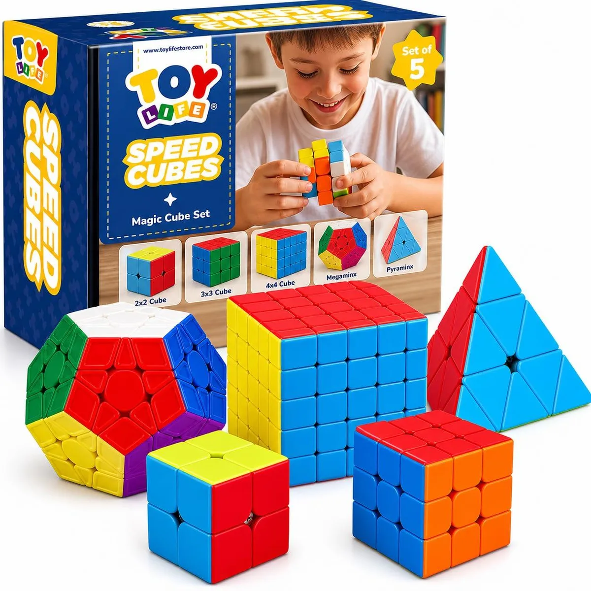 Speed Cube Set 2x2 3x3 4x4 Megaminx Pyramid Stickerless — product photo