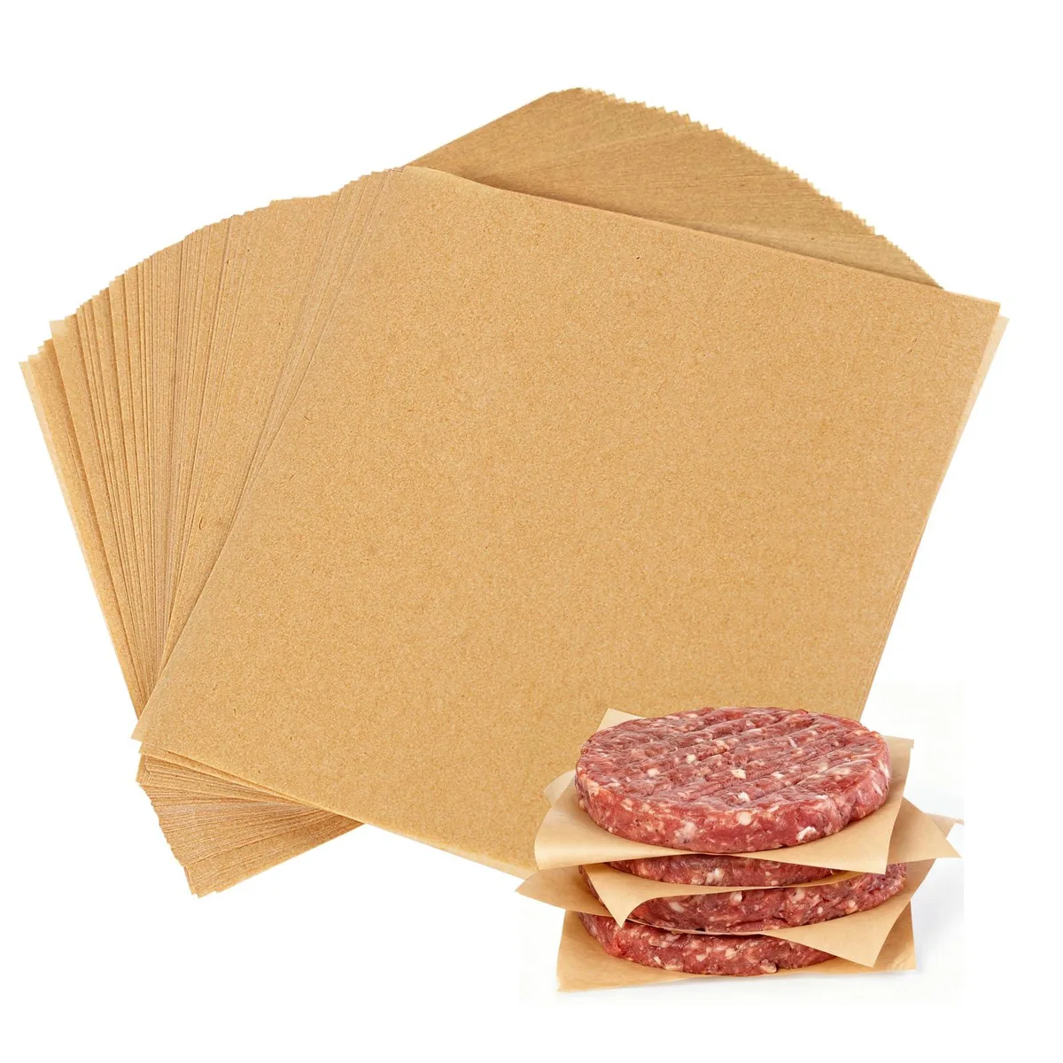 Stack of 400 brown parchment paper squares 6x6 inches