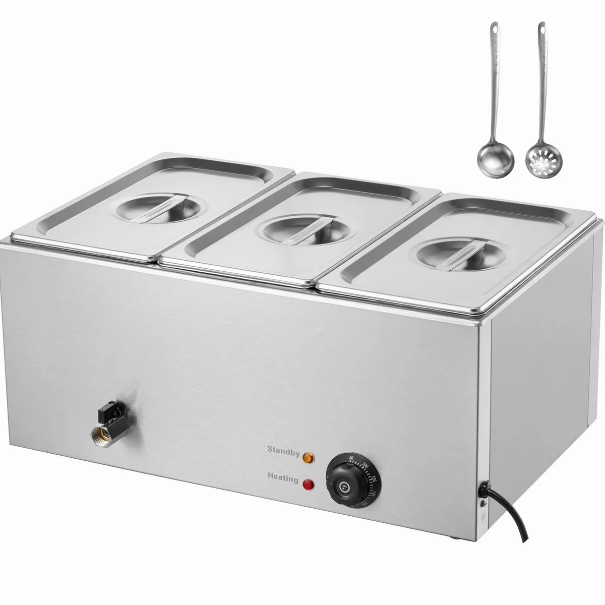 VEVOR VEVOR 3-Pan Commercial Food Warmer 17.4QT 1200W Stainless Steel Silver — product photo