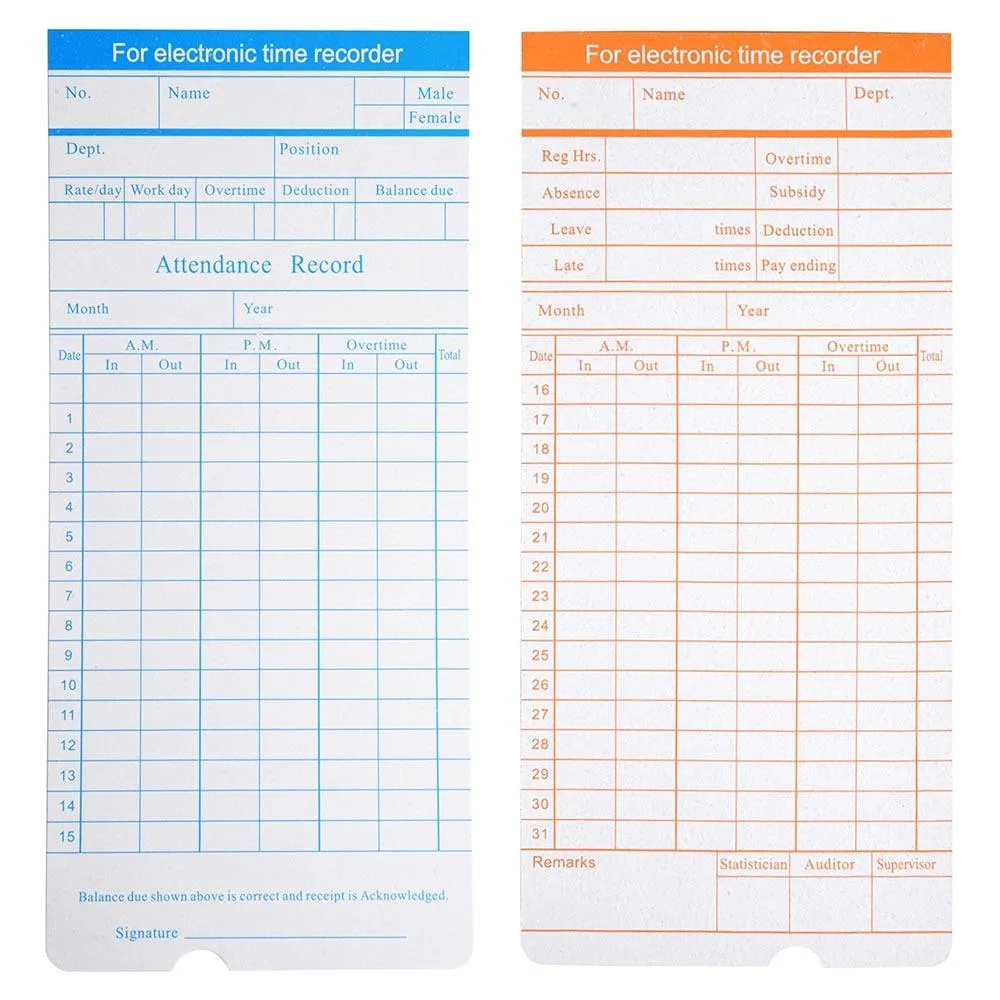 Yescom USA, Inc. Yescom USA, Inc. 16TCD001-MON50X4 200 Monthly Time Cards — product photo