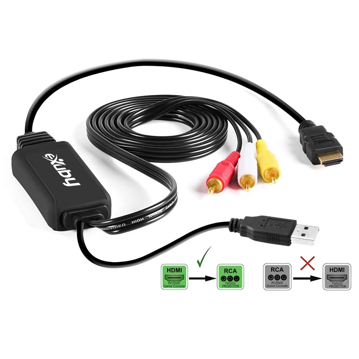 eXuby eXuby HDMI to RCA Converter Cable 1.5 m Black — product photo