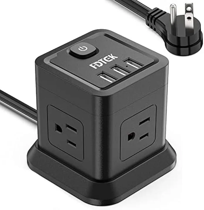 TAURKENAM TAURKENAM Power Strip with USB 10 ft 4 AC Outlets 3 USB Ports 2.4A Black — product photo