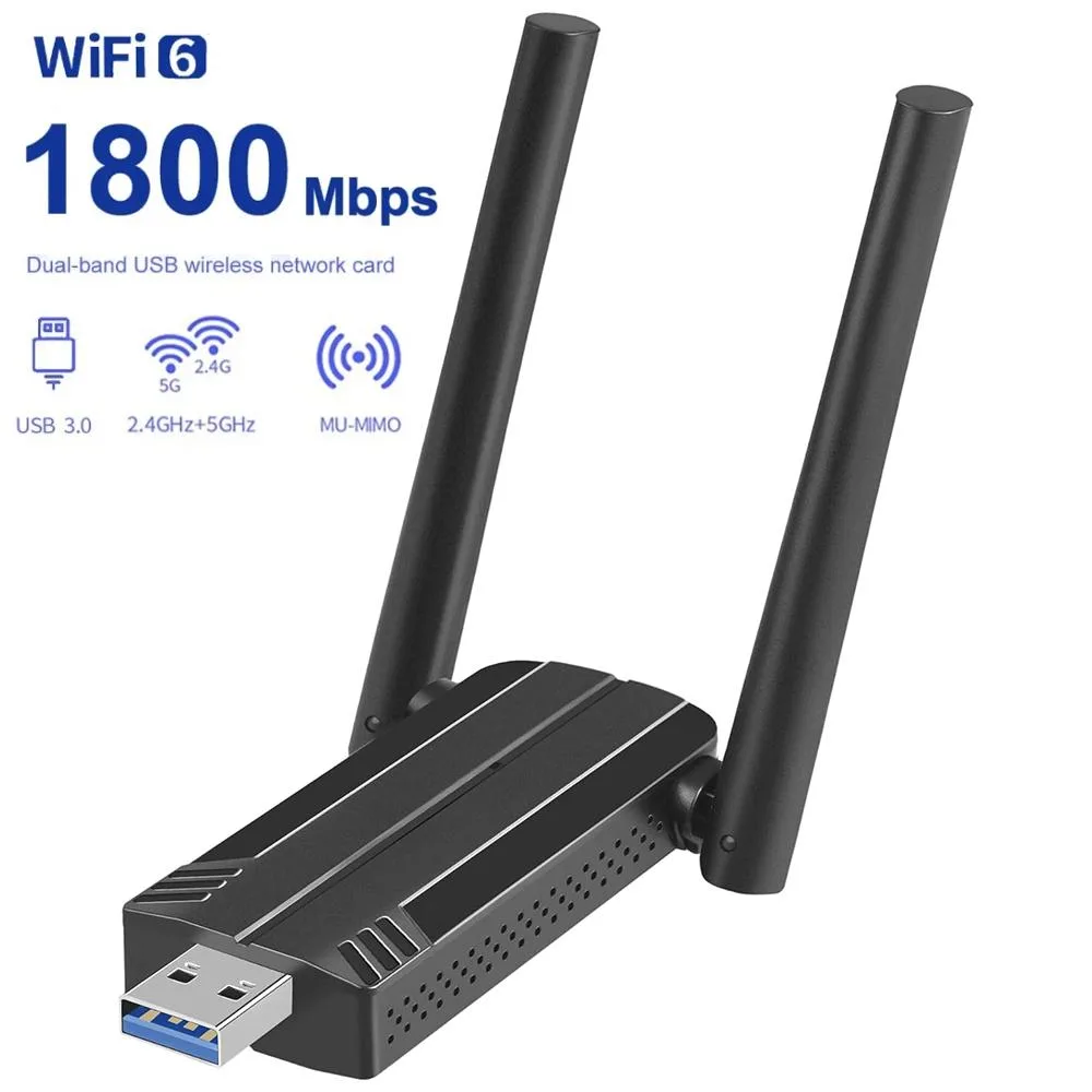 IHDAPP IHDAPP USB WiFi 6 Adapter AX1800 USB 3.0 Dual Band 2x5dBi Antennas Wi-Fi Adapter — product photo