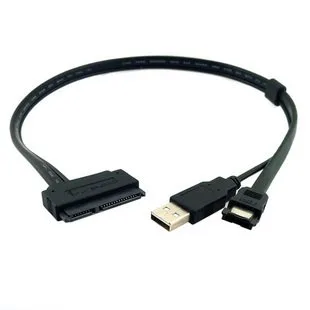 TeKit TeKit Power eSATA USB A + eSATA to SATA 22pin cable 0.5 ft — product photo
