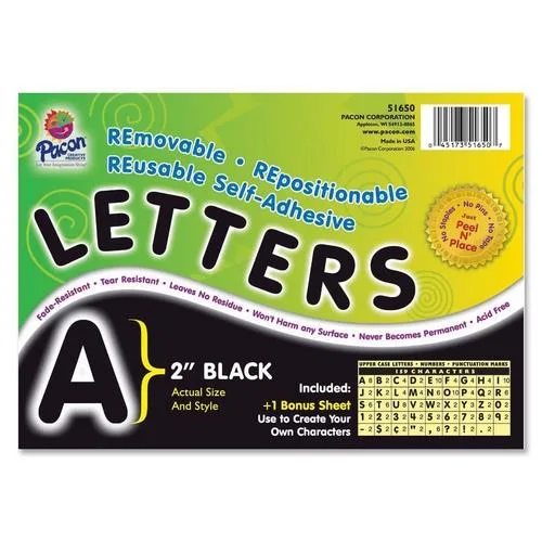Pacon Corporation Pacon Corporation 51650 Self-Adhesive Removable Letters 159 Characters — product photo