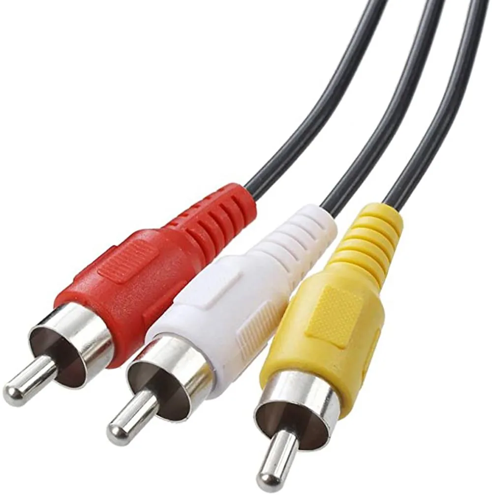SatelliteSale SatelliteSale 3 Male to 3 Male RCA Composite Cable 6ft Black Gold Plated — product photo