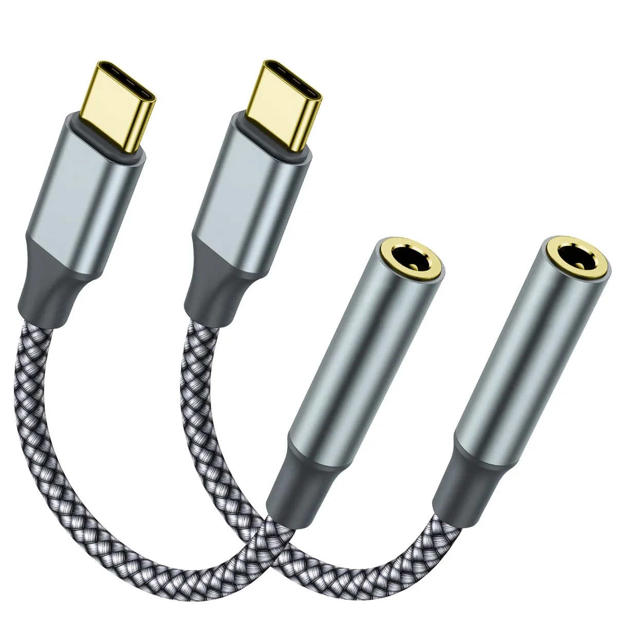 KEHIPI KEHIPI USB-C to 3.5mm Audio Adapter 2 Pack Gray — product photo