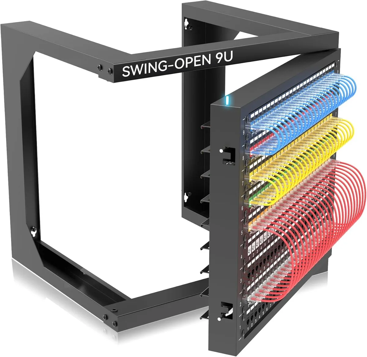 TAURKENAM TAURKENAM 9U Wall-Mount Server Rack Swing Open 16" Studs 12.4-14.6" Depth — product photo