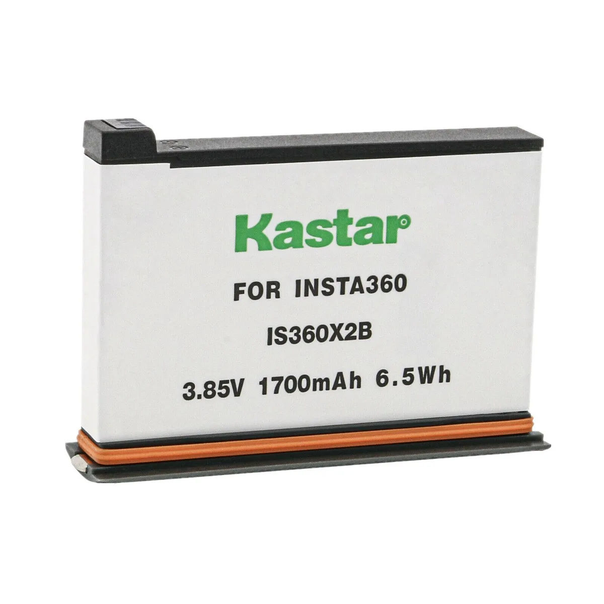 Small rectangular lithium-ion camera battery with black plastic casing and gold contacts